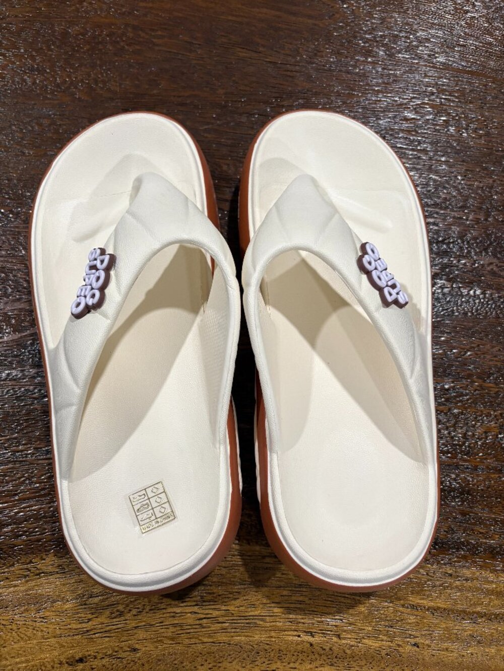 Women's Thick Sole Comfort Dog Supeo Flip Flops Cream sz 8 Foam Shoes NEW